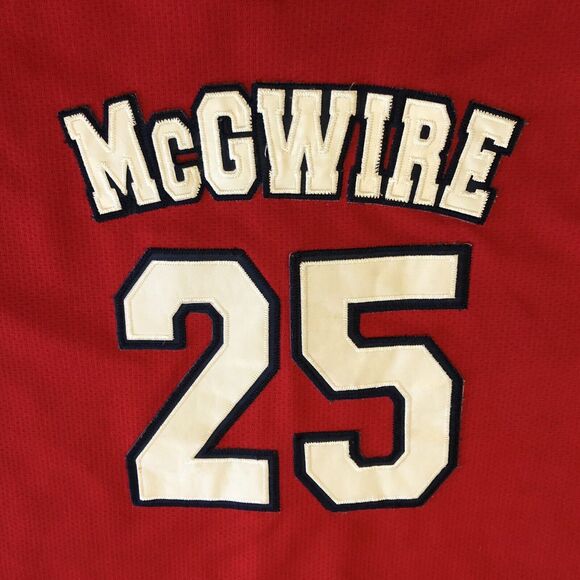 Mark McGwire 25 Cardinals Baseball Jersey Youth Large Unisex Button Front Red - Picture 7 of 12